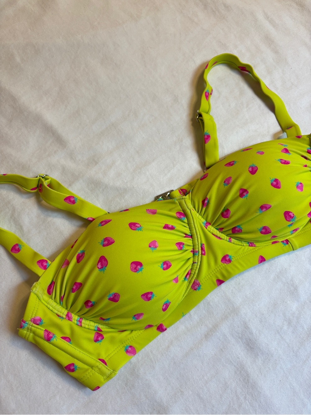wild fable Neon Lime Bikini Top with Pink Strawberry Accents